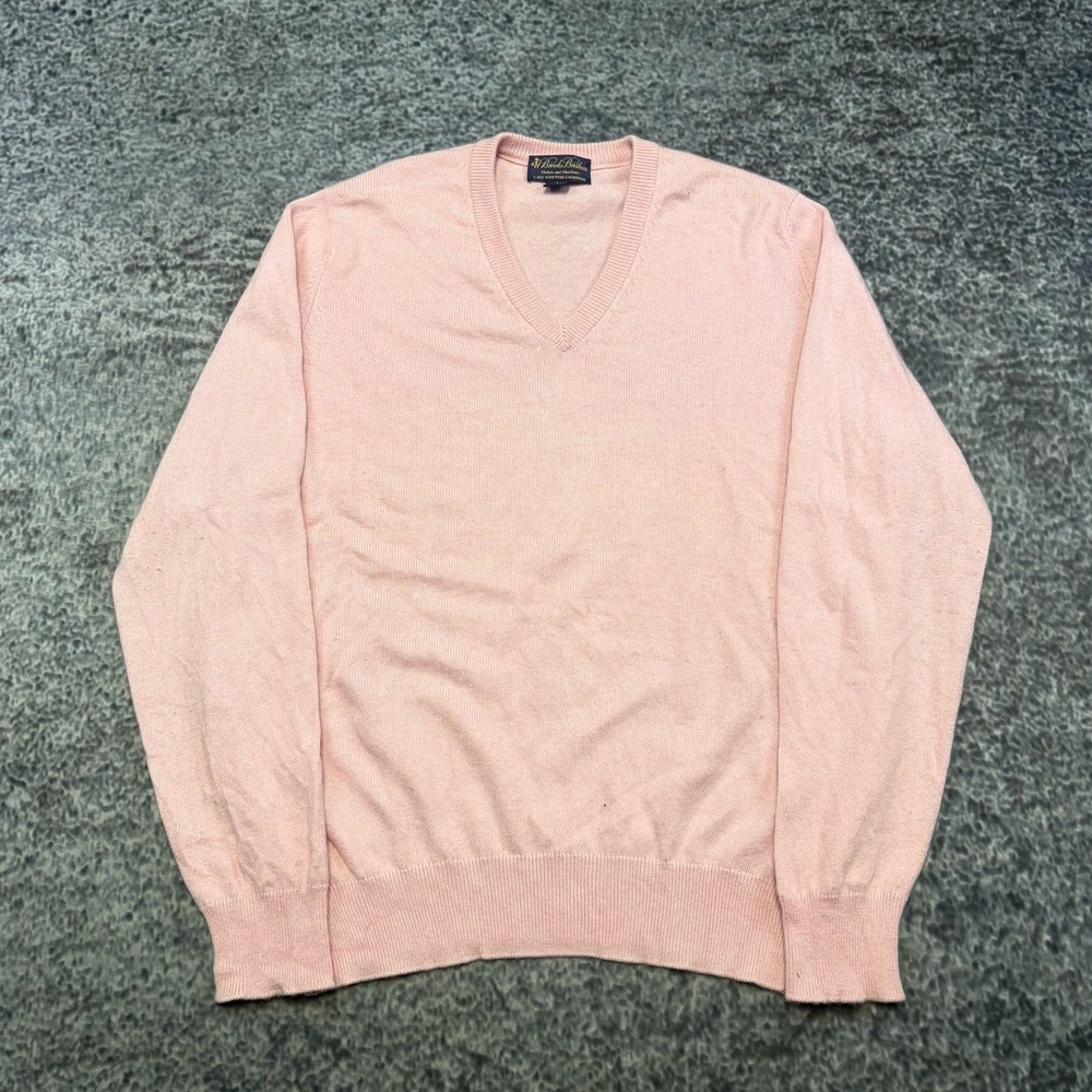 Brooks Brothers 3-Ply Scottish Cashmere V-Neck Sweater Size XL Pink